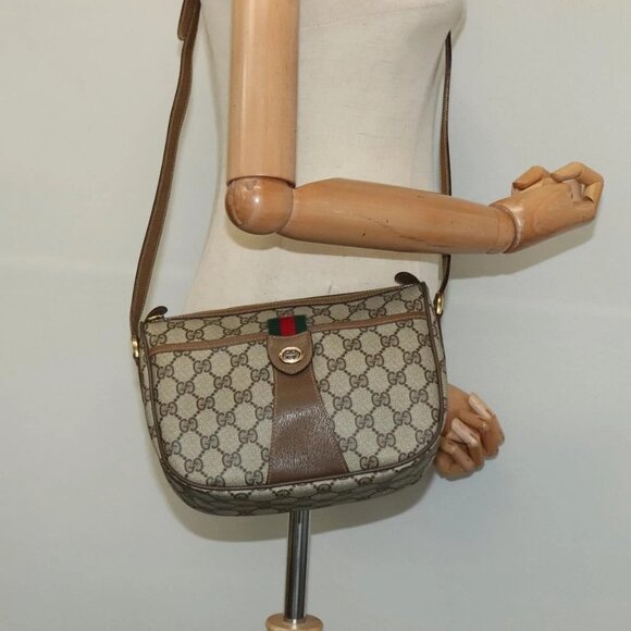 GUCCI GG Supreme Web Sherry Line Shoulder Bag PVC Beige 56 02 032 Auth BA2084 - Picture 15 of 16